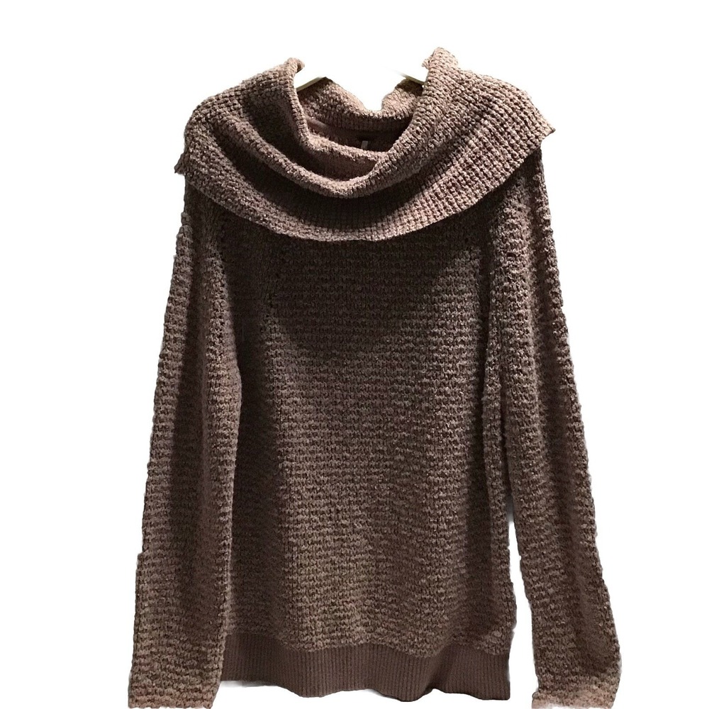 Free People By Your Side Mauve Sweater Long Sleeve Cowl Neck Do A Little Tuck Sm
